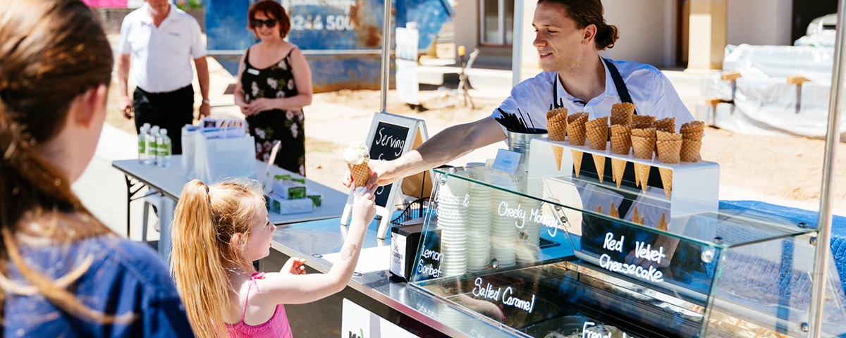 Child ordering ice cream