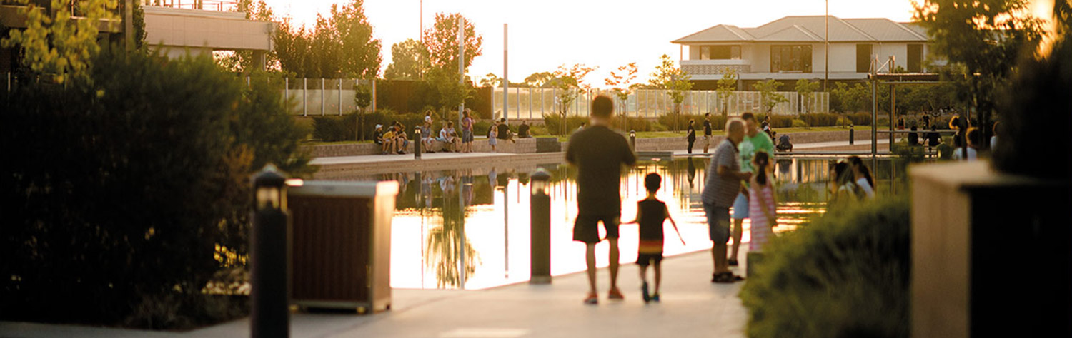 Family walking through Lightsview