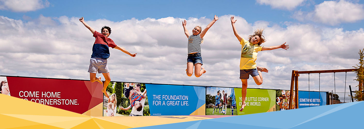 Kids jumping on pillow
