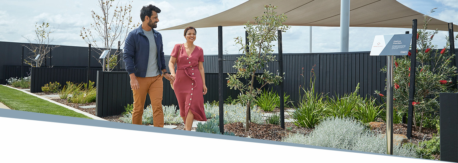 Woman and man exploring landscaping options at Newhaven