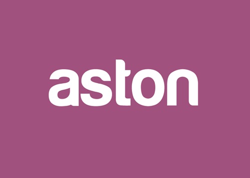 Aston logo on coloured background