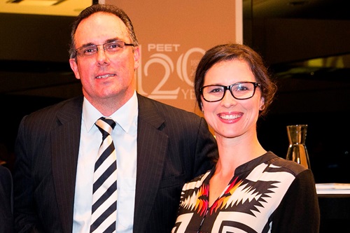 Peet Managing Direct and CEO, Brendan Gore, with Alongside's Sarah Yates at Peet's 120 year anniversary celebrations