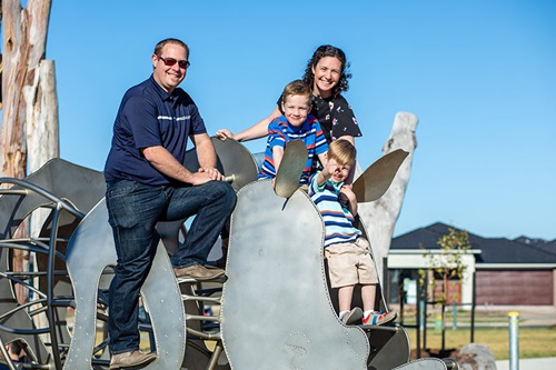 Loveridge family in Cornerstone park