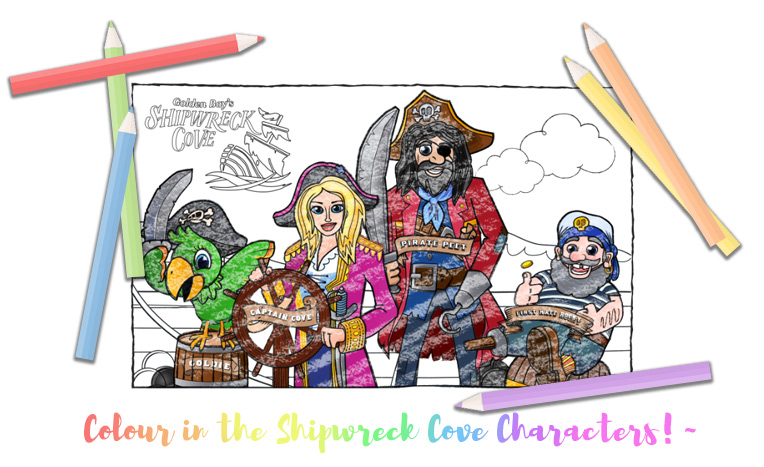 Golden Bay Shipwreck Cove Characters Colouring In