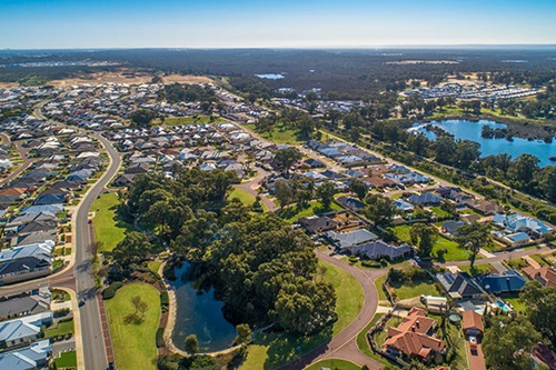 Aerial shot of Lakelands Estate