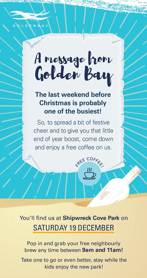 Golden Bay Shipwreck Cove Free Coffees