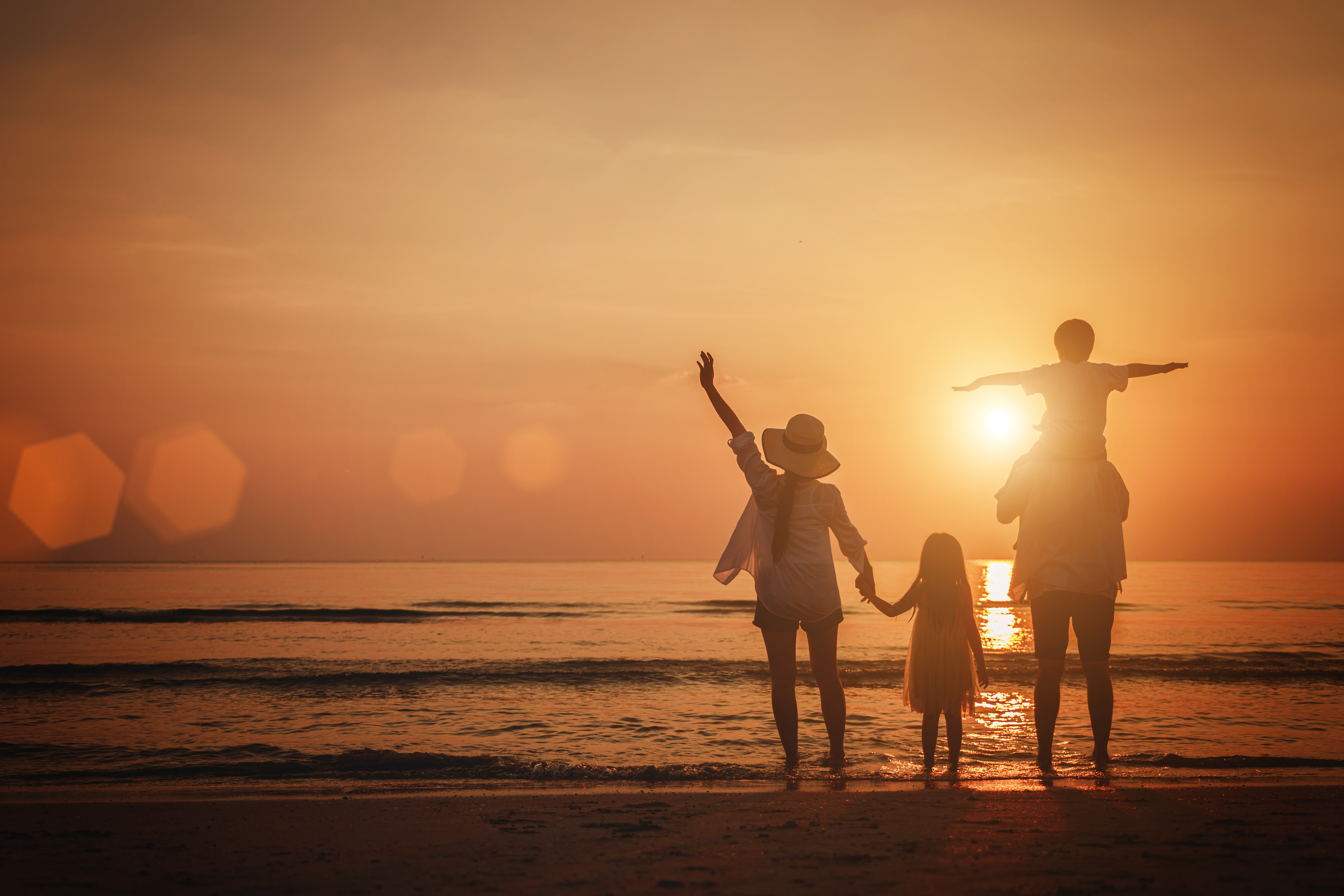 Summer vacation, Happy family  together on the beach in holiday.