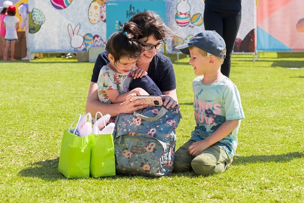 easter maze family sitting